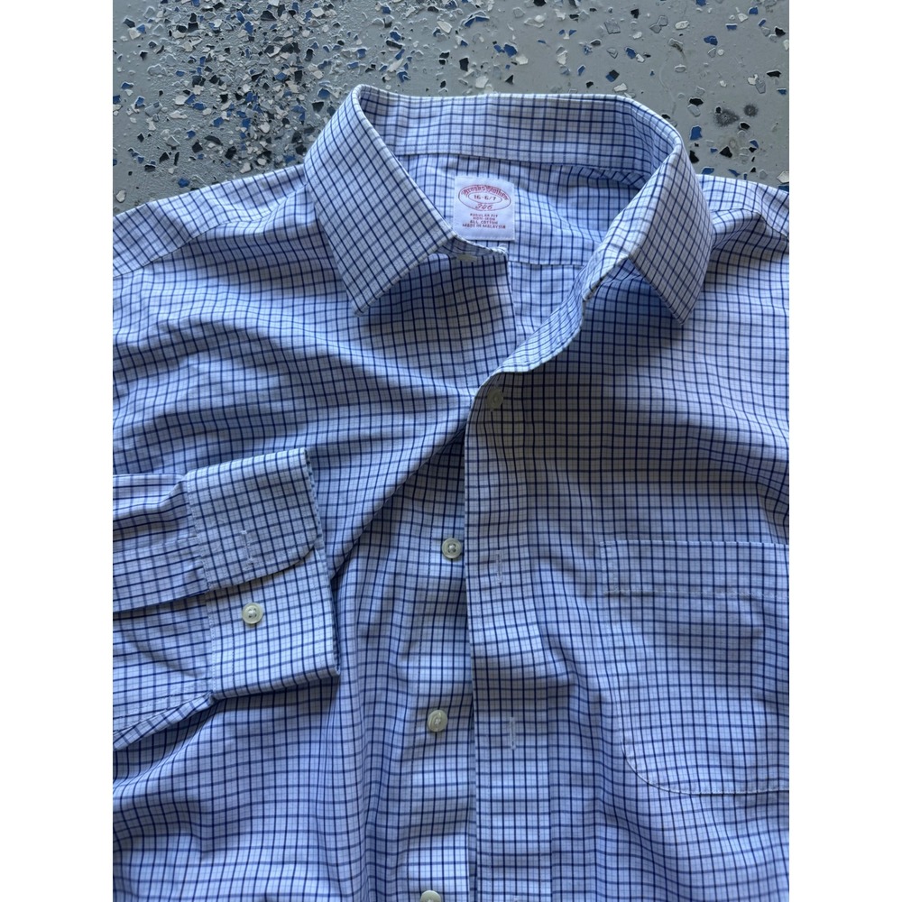 Brooks Brothers Regular Fit Non-Iron‎ Dress Shirt Blue Plaid 16-6/7